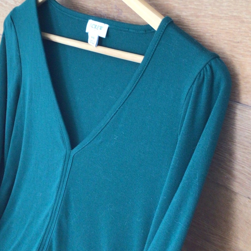 J.Crew Deep Emerald Green V-Neck Blouse XS - Picture 11 of 14